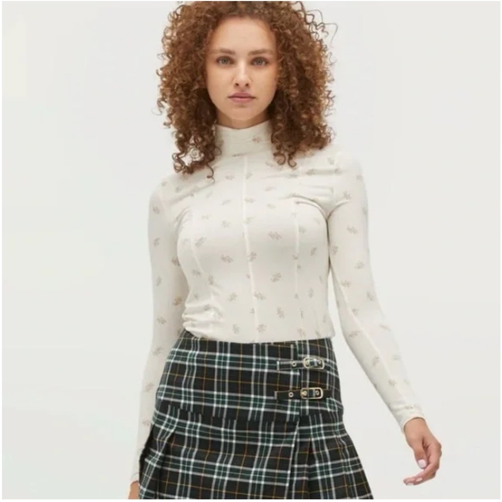 Women’s HILL HOUSE The Temi Top- Long sleeve fitted paisley turtleneck- Size S - Picture 2 of 8